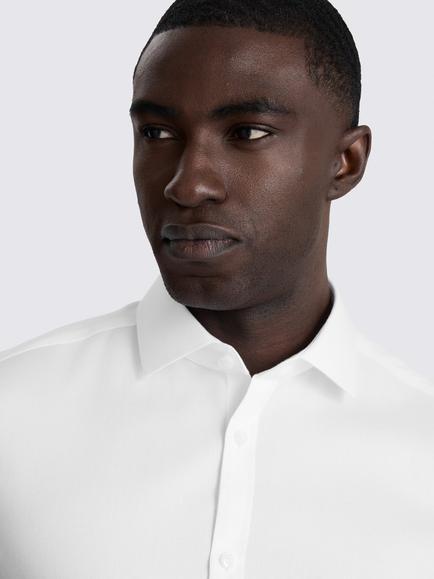 Moss Slim Fit Cotton Royal Oxford Non-Iron Shirt - view 2, White