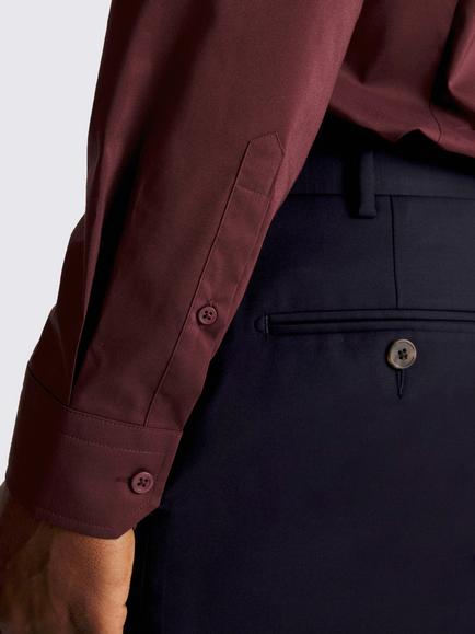 Moss Stretch Cotton Blend Slim Fit Shirt - view 2, Red