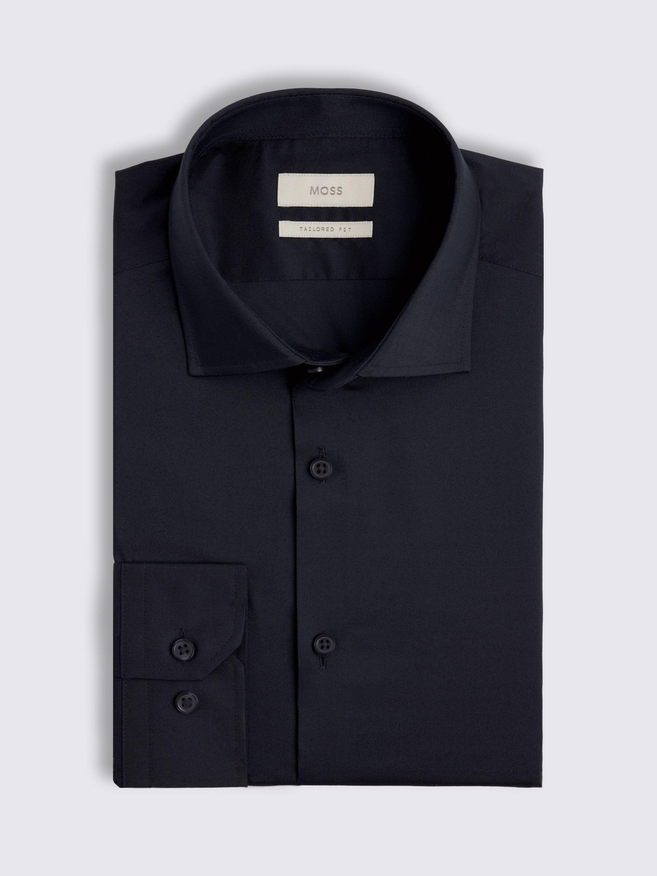 Product image 3 of 3, which shows Moss Cotton Blend Tailored Fit Shirt, Blue, 13.5