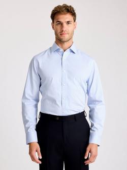 Moss Cotton Tailored Fit Stripe Shirt, Blue, Blue