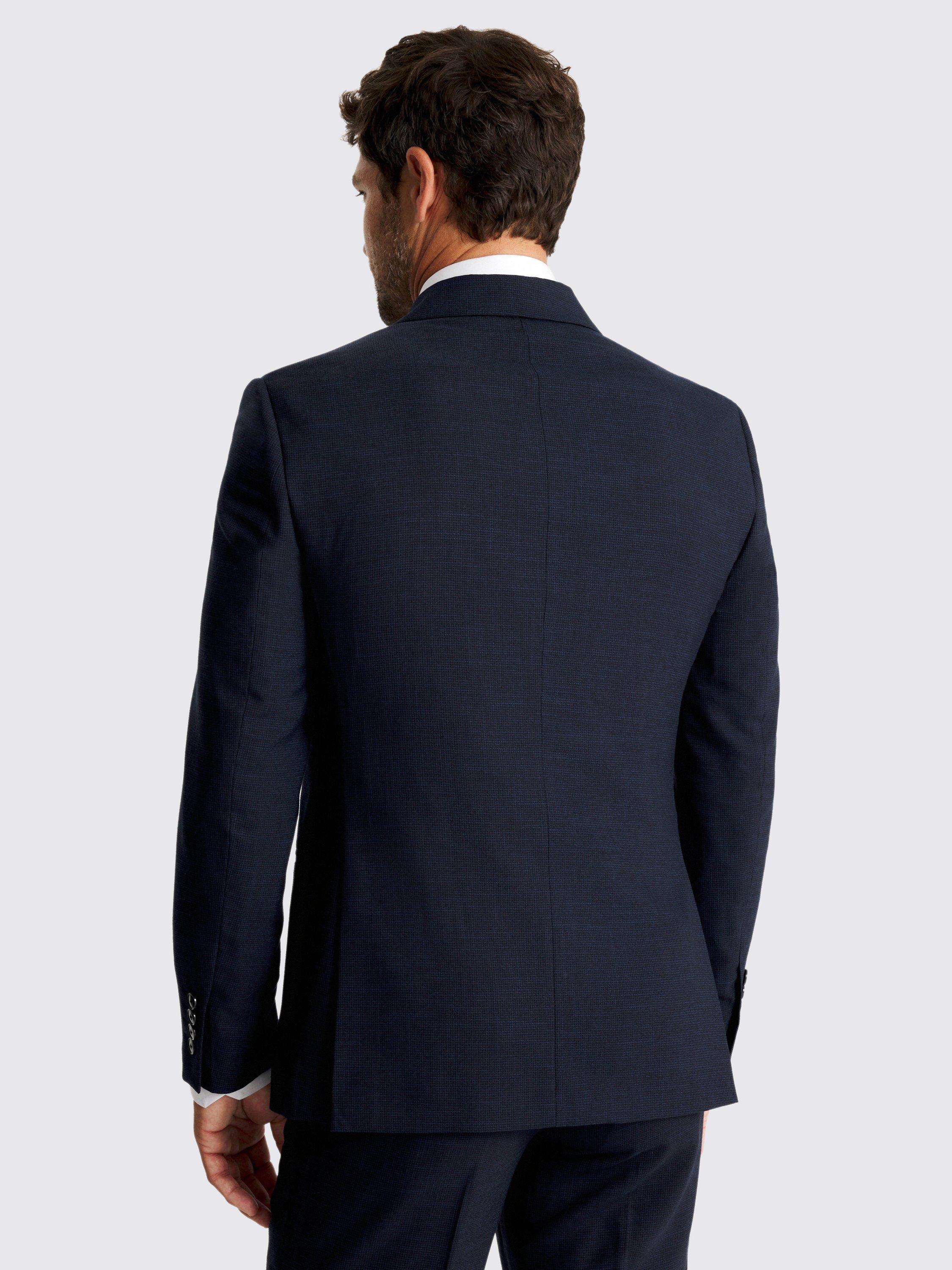 Product image 4 of 6, which shows Moss Slim Fit Puppytooth Double-Breasted Suit Jacket, Blue, 36S