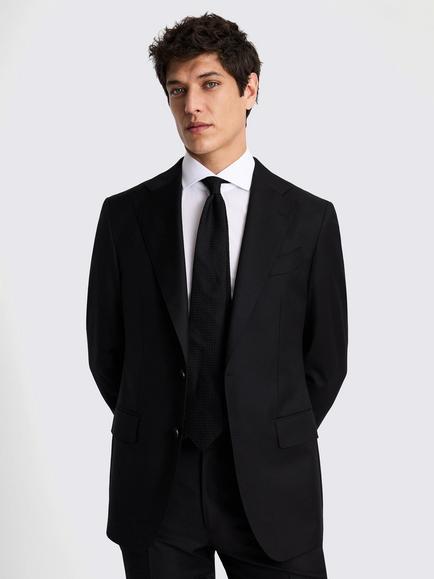 Moss Tailored Fit Twill Wool Suit Jacket, Black