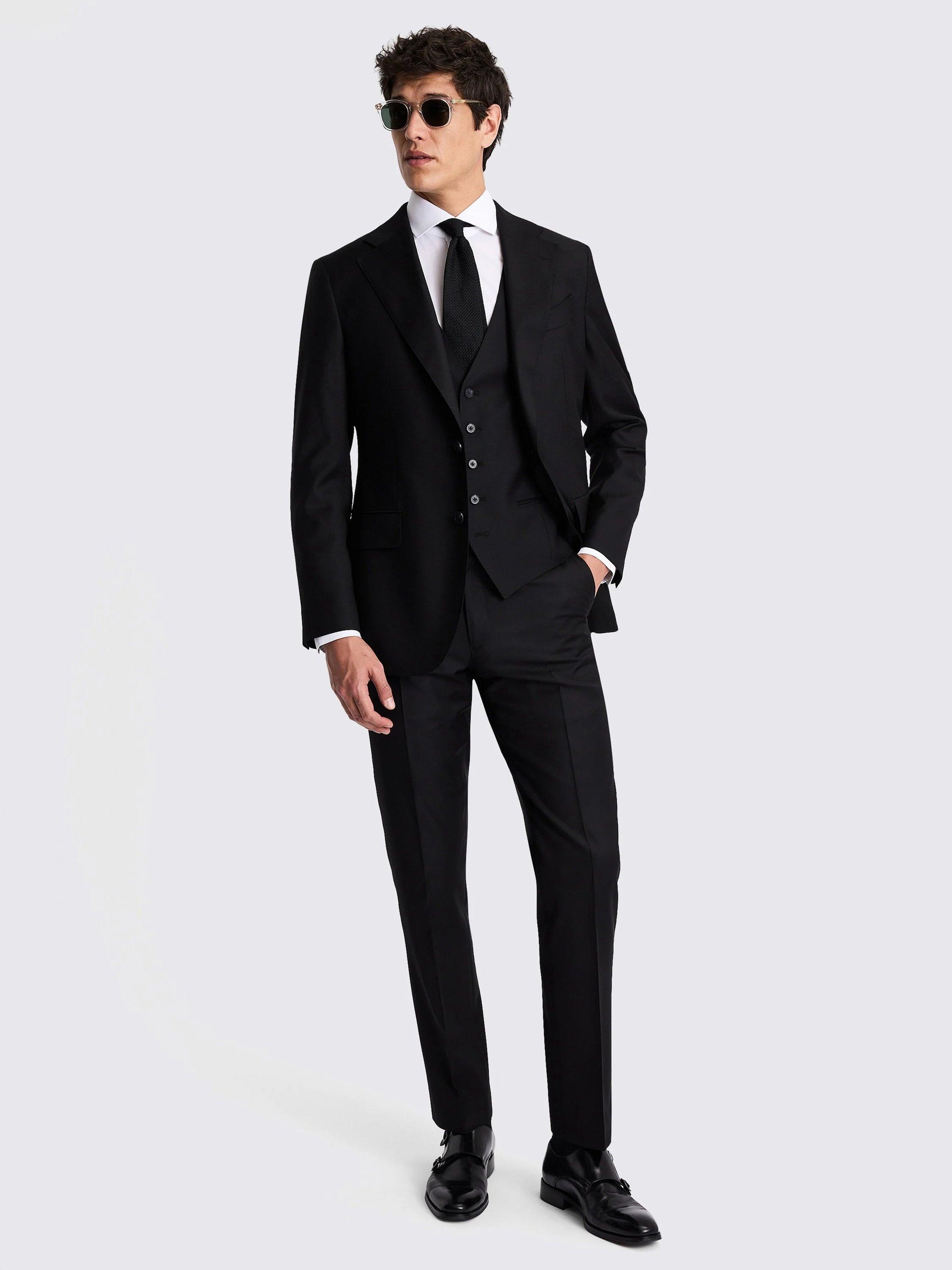 Product image 2 of 6, which shows Moss Tailored Fit Twill Wool Suit Jacket, Black, 36S