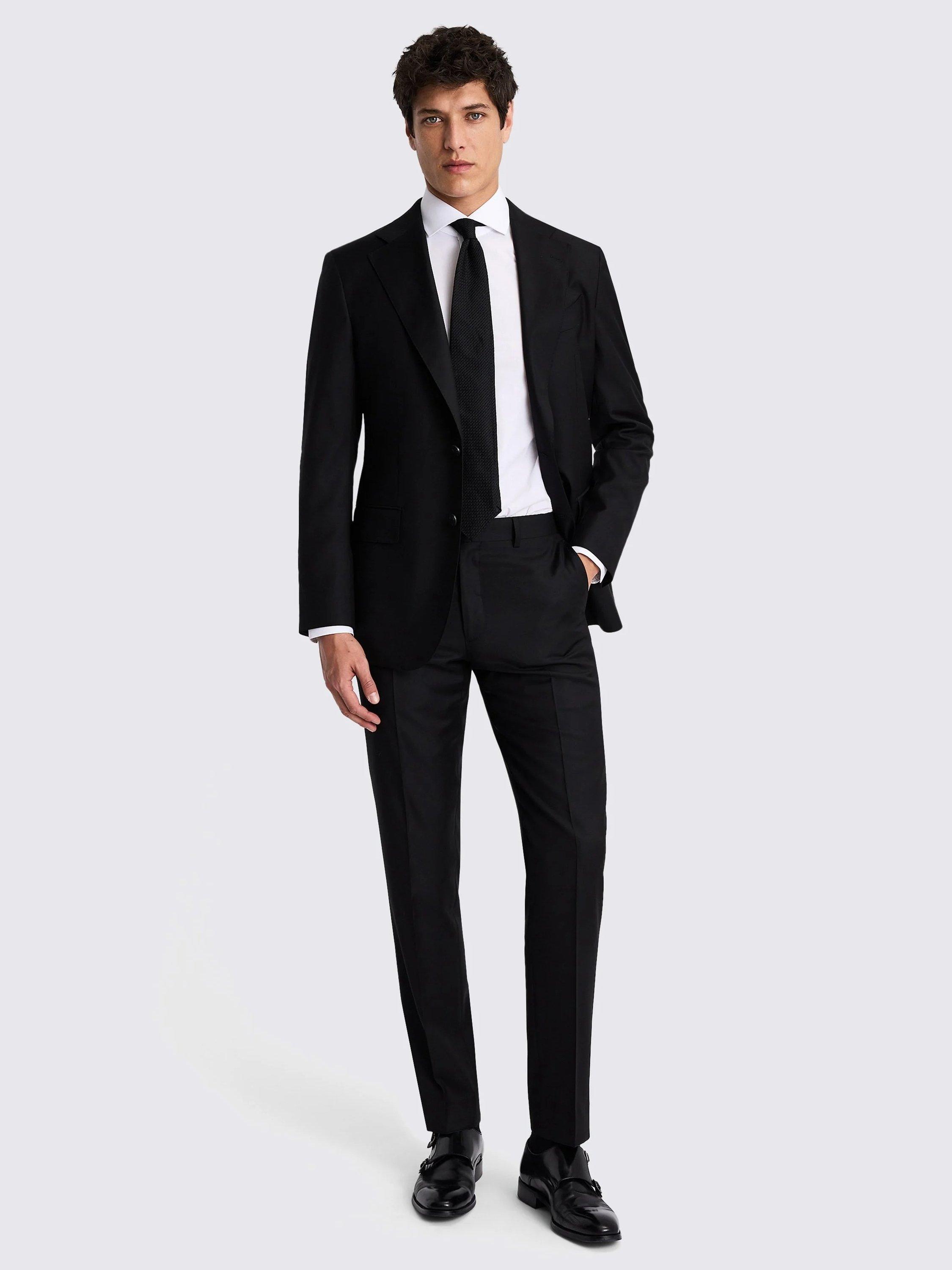 Product image 3 of 6, which shows Moss Tailored Fit Twill Wool Suit Jacket, Black, 36S