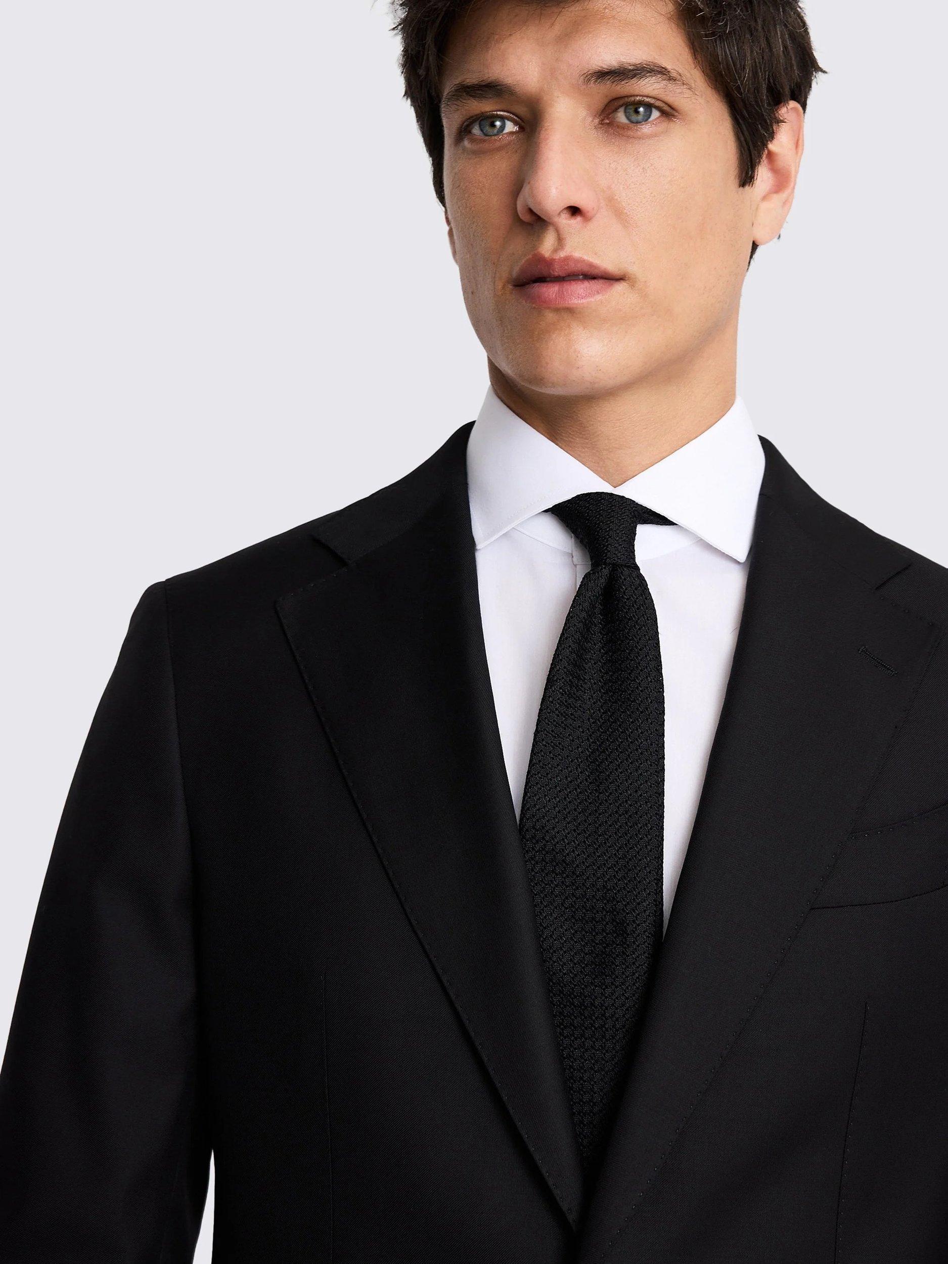 Product image 5 of 6, which shows Moss Tailored Fit Twill Wool Suit Jacket, Black, 36S