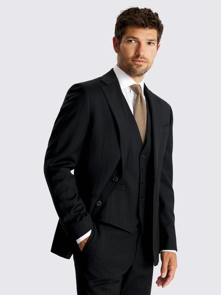 Moss Tailored Fit Wool Blend Performance Stripe Suit Jacket, Navy/Brown, Navy/Brown