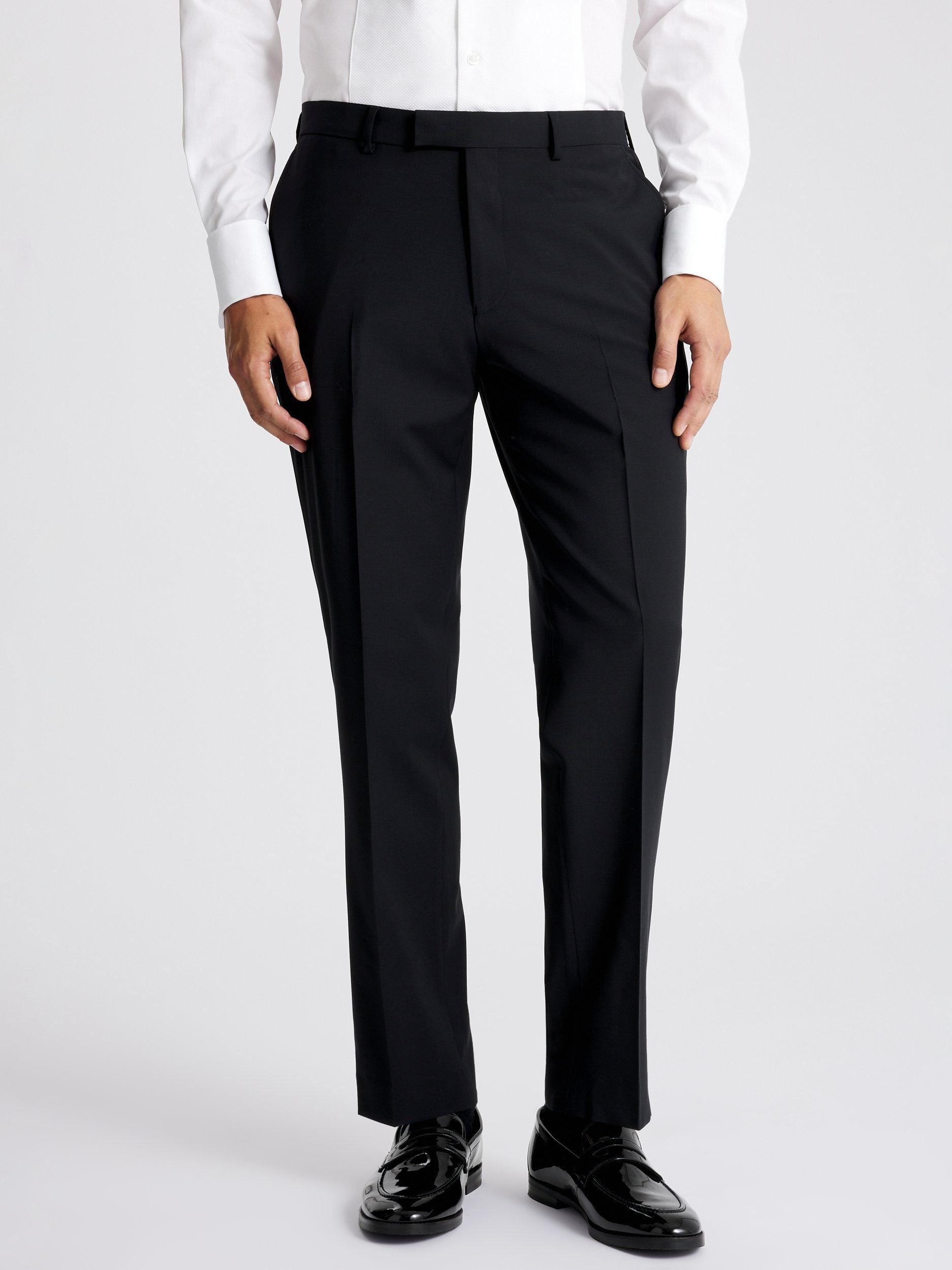Product image 1 of 3, which shows Moss Regular Fit Wool Blend Suit Trousers, Black, 28R