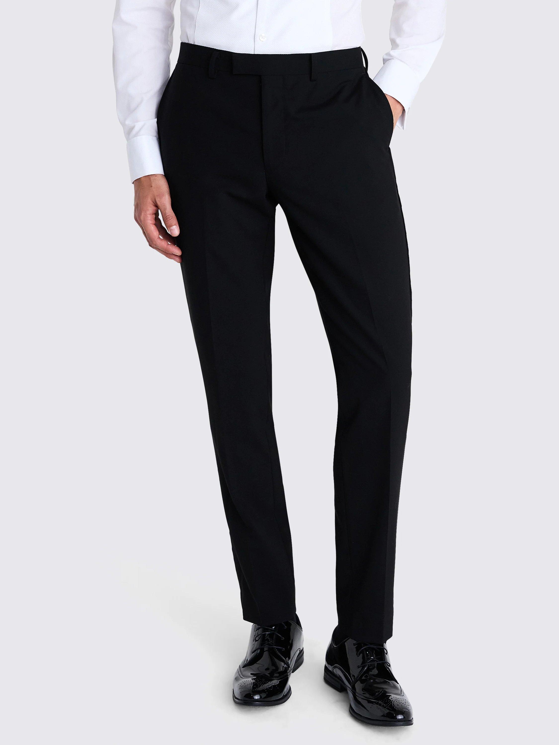 Product image 1 of 3, which shows Moss Slim Fit Wool Tuxedo Trousers, Black, 28R