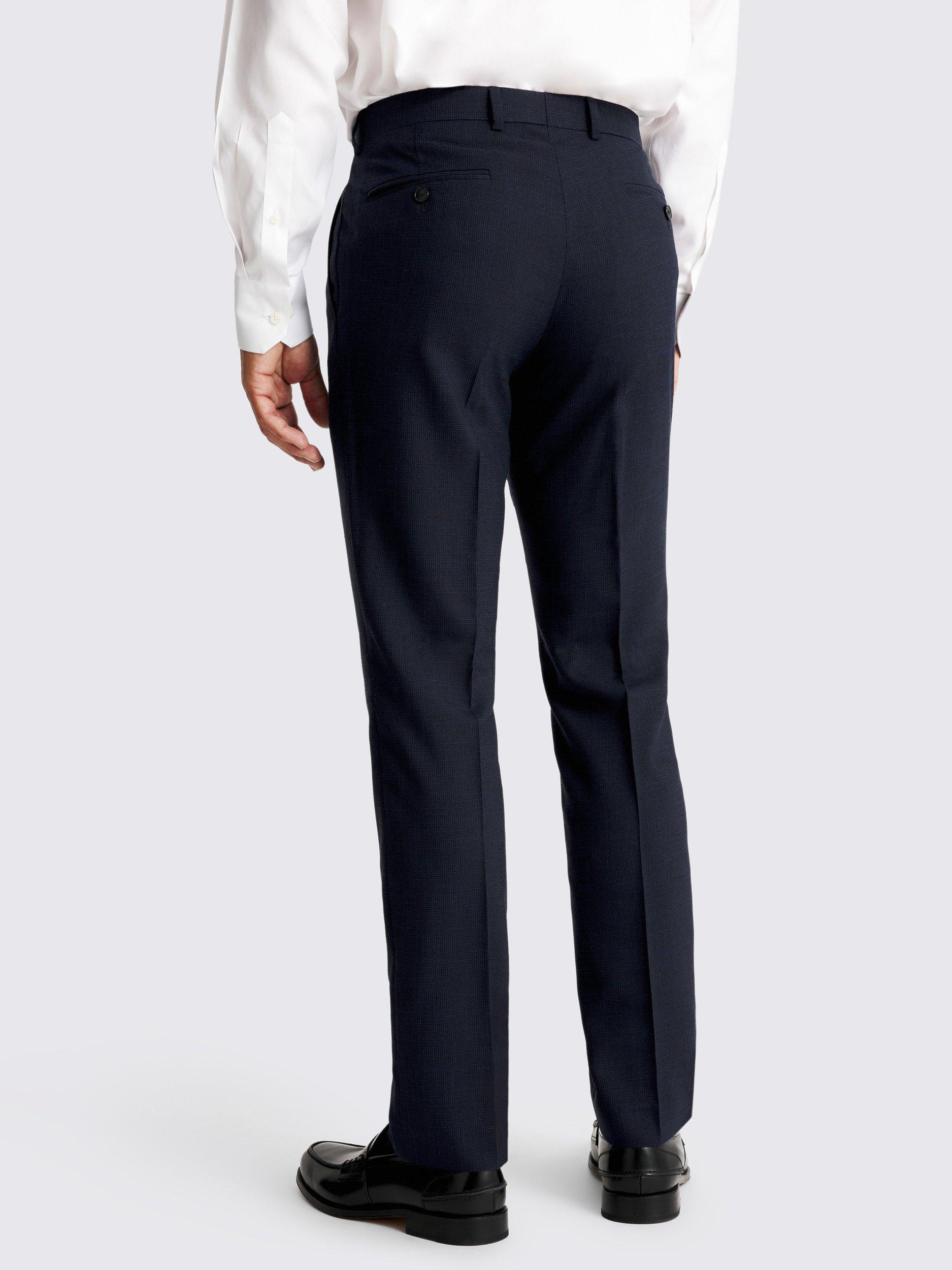 Product image 2 of 3, which shows Moss Slim Fit Puppytooth Suit Trousers, Blue, 30S