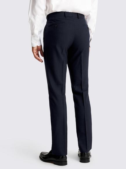 Moss Slim Fit Puppytooth Suit Trousers, Navy - view 2, Navy