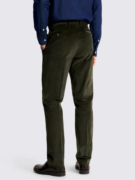Moss Tailored Fit Cotton Blend Corduroy Suit Trousers, Green - view 2, Green