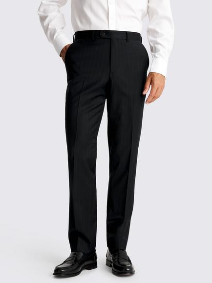 Moss Tailored Fit Wool Blend Performance Stripe Suit Trousers, Navy/Brown, Navy/Brown