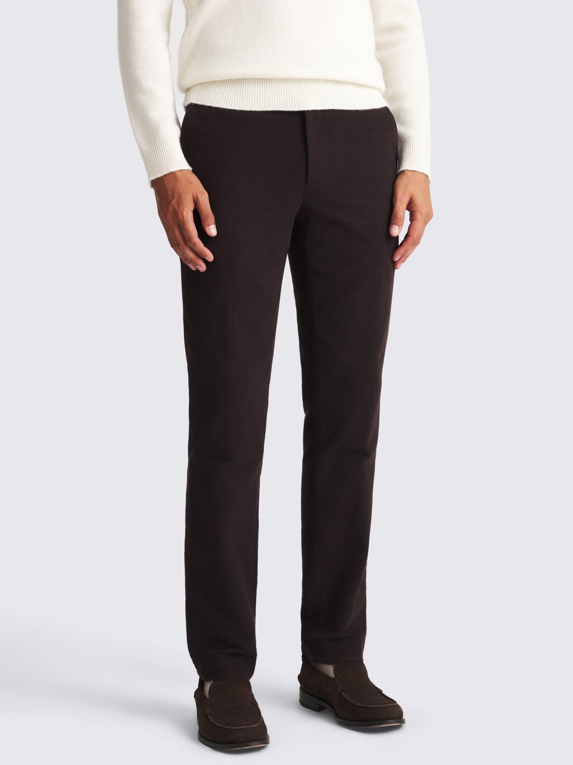 Product image 1 of 4, which shows Moss Cotton Molekin Straight Tailored Chinos, Brown, 30S