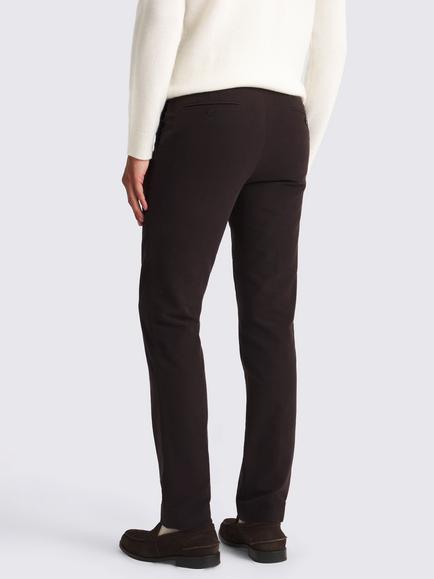 Moss Cotton Molekin Straight Tailored Chinos - view 2, Brown