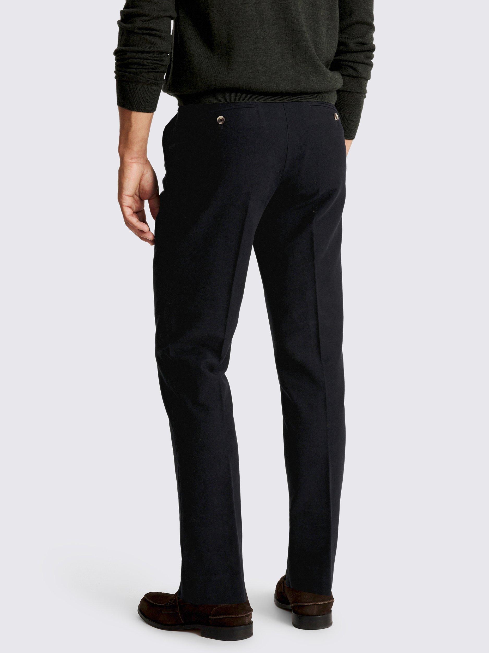 Product image 2 of 5, which shows Moss Cotton Molekin Straight Tailored Chinos, Navy, 30S
