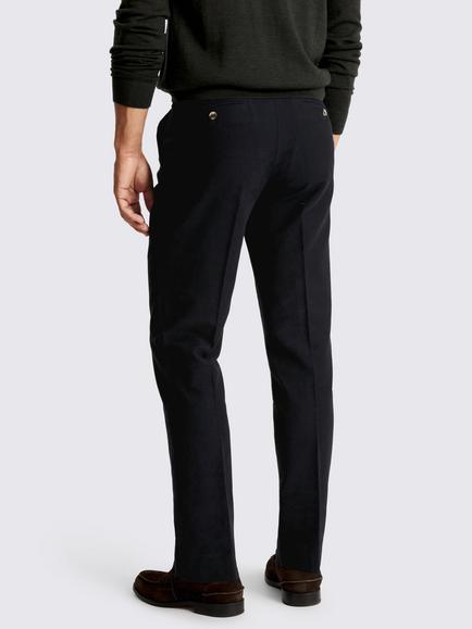 Moss Cotton Molekin Straight Tailored Chinos - view 2, Navy