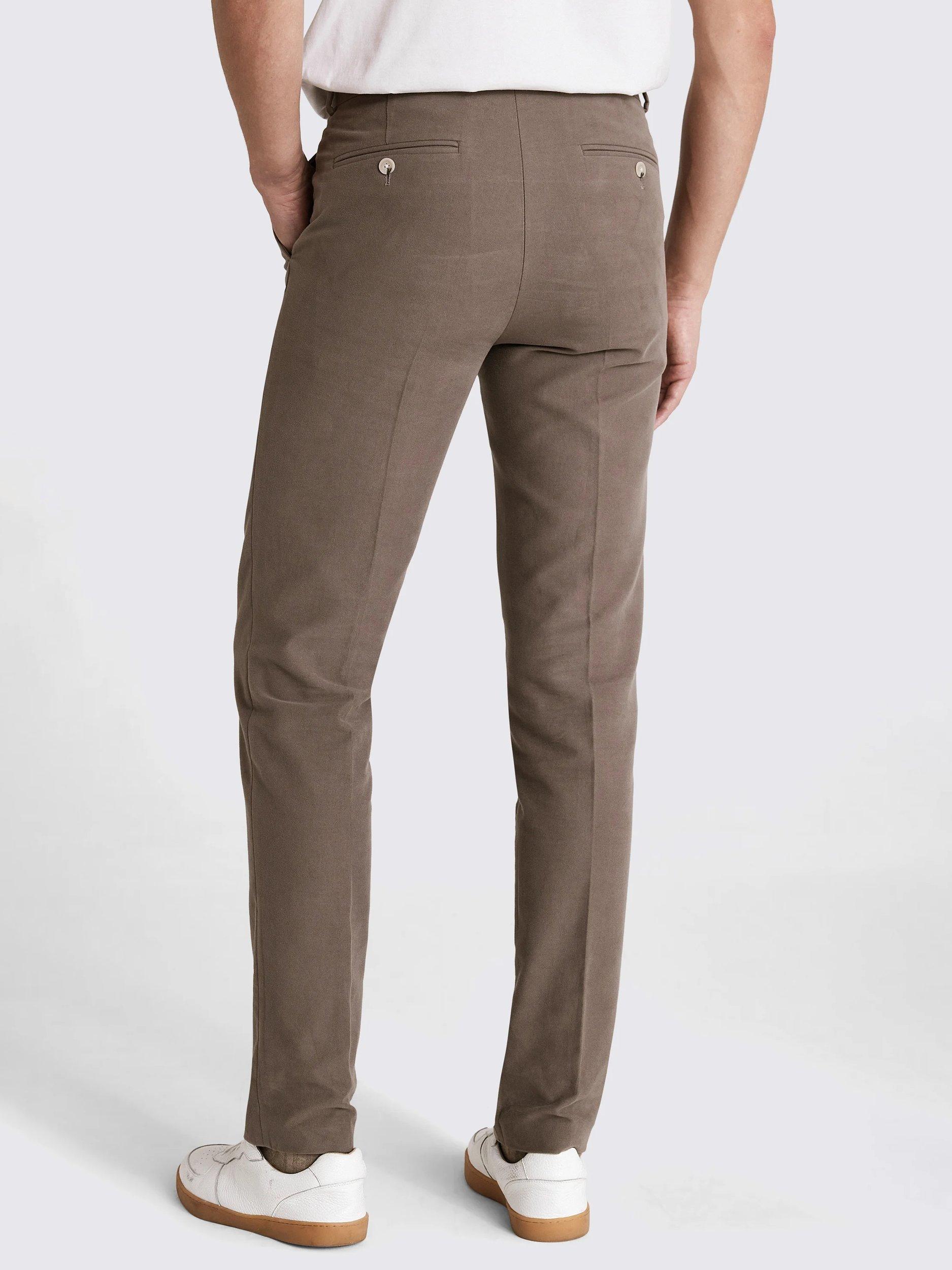 Product image 2 of 4, which shows Moss Cotton Molekin Straight Tailored Chinos, Taupe, 30S