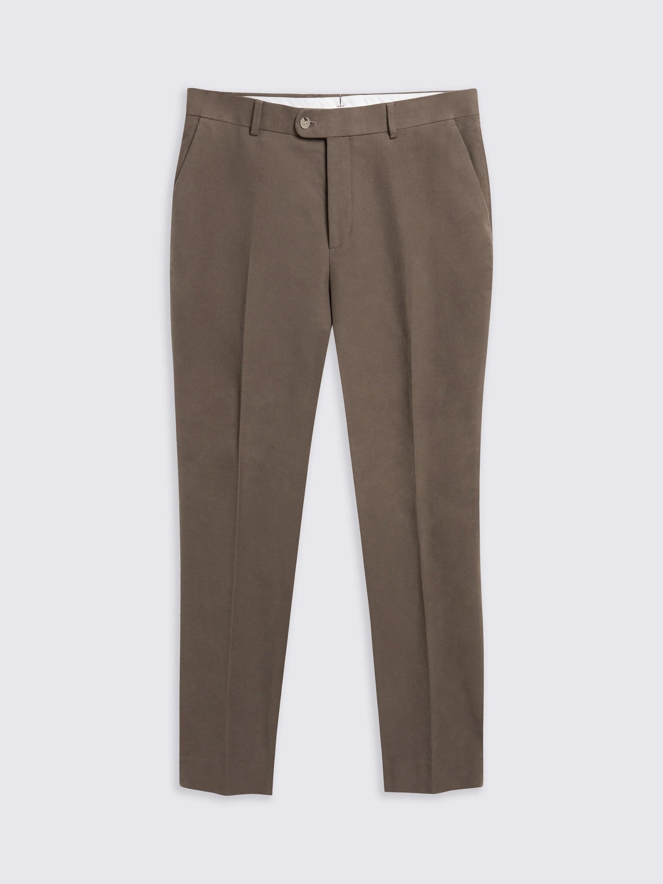 Product image 4 of 4, which shows Moss Cotton Molekin Straight Tailored Chinos, Taupe, 30S