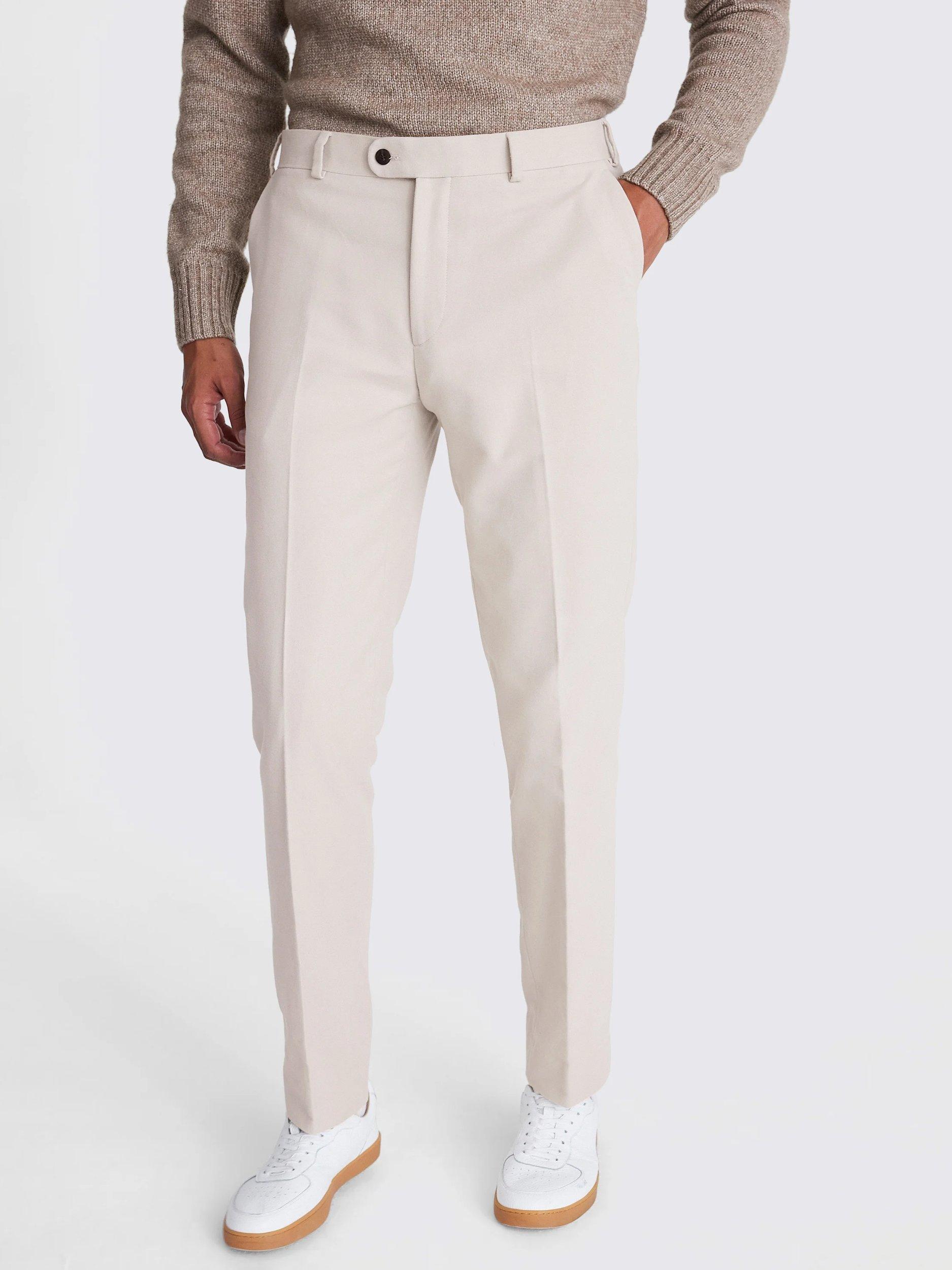 Product image 1 of 4, which shows Moss Cotton Molekin Straight Tailored Chinos, White, 30S