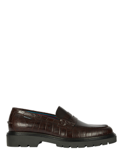 Paul Smith Bolzano Croc Effect Leather Loafers, Brown, Brown
