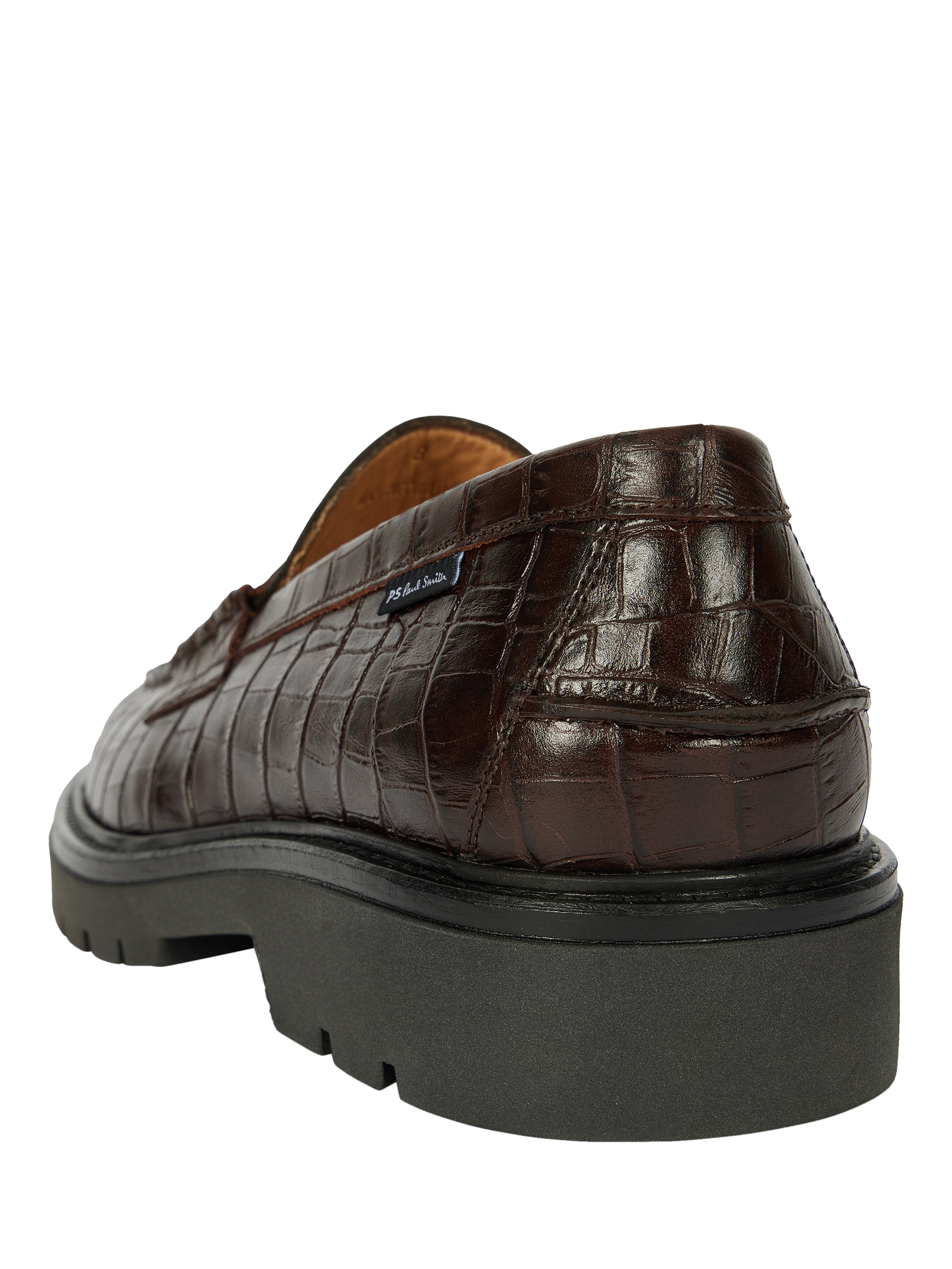 Product image 2 of 5, which shows Paul Smith Bolzano Croc Effect Leather Loafers, Brown, 7