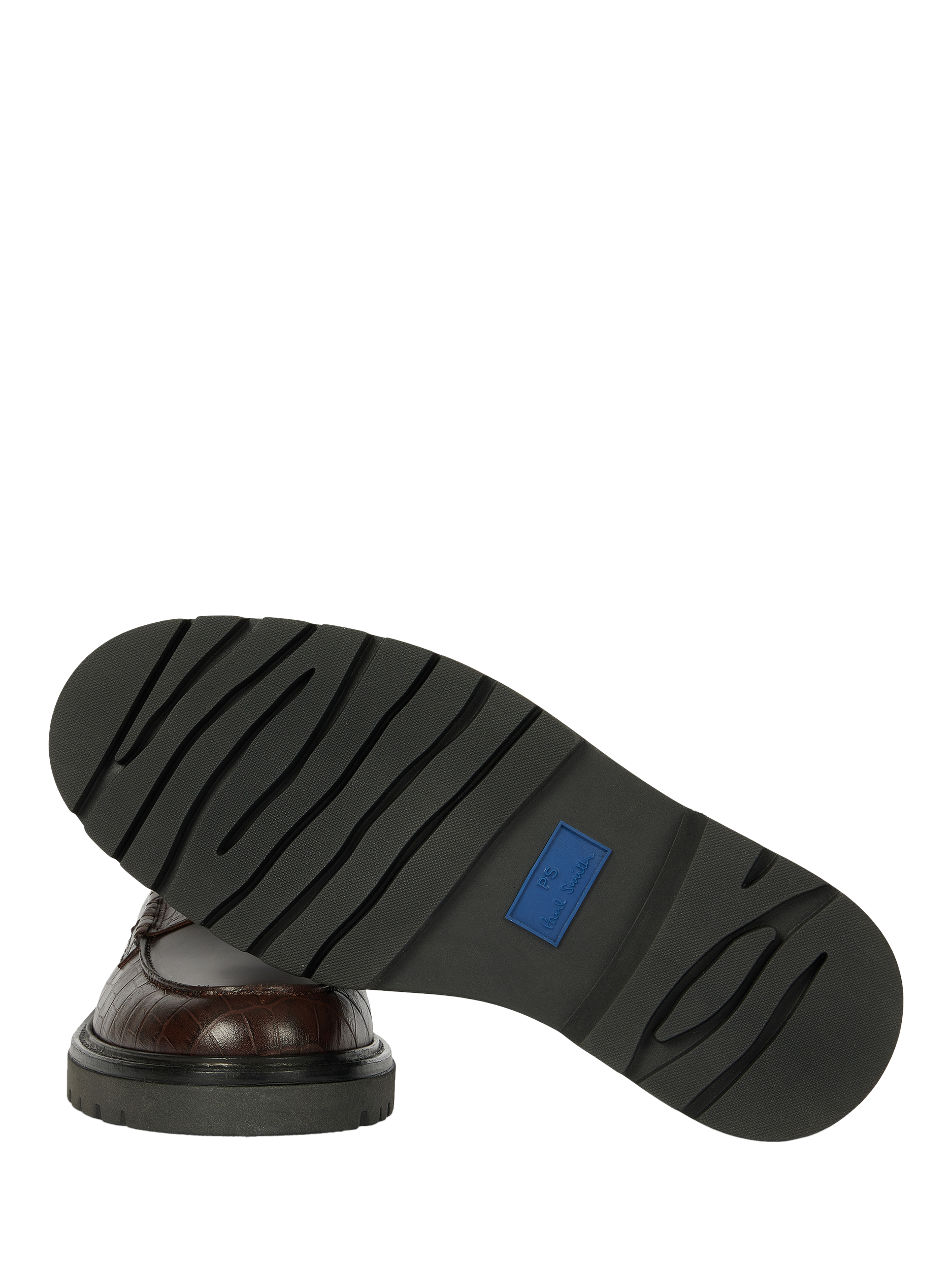 Product image 3 of 5, which shows Paul Smith Bolzano Croc Effect Leather Loafers, Brown, 7