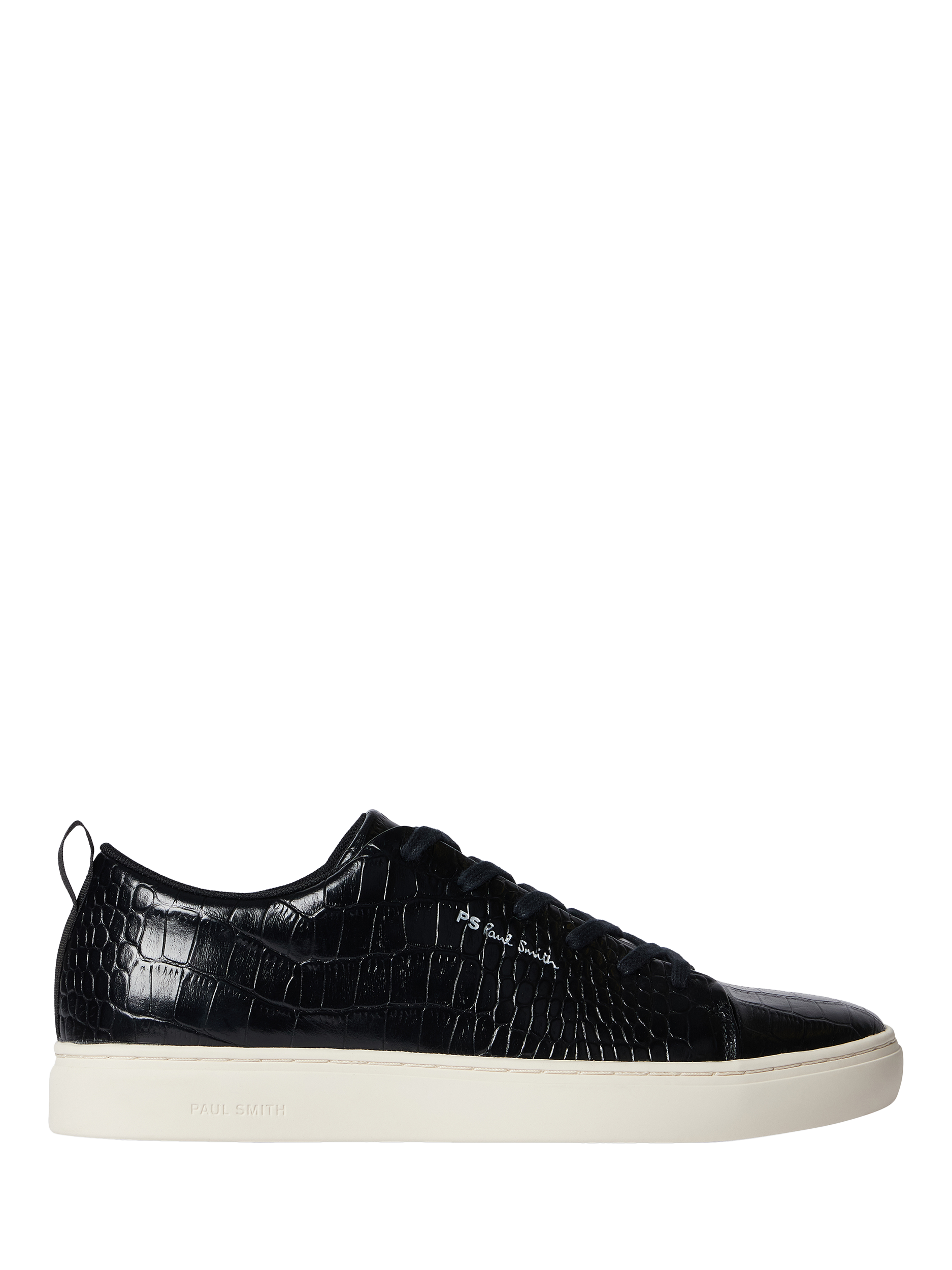 Product image 1 of 5, which shows Paul Smith Lee Croc-Effect Leather Trainers, Black, 7