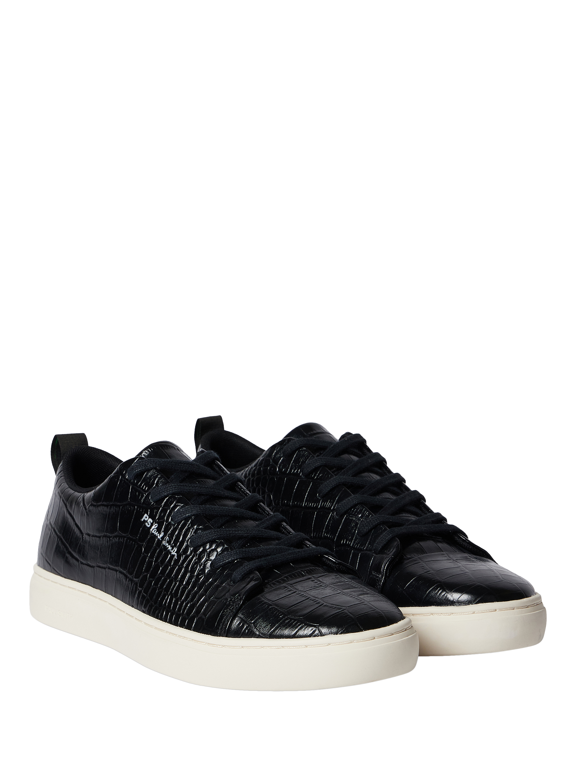 Product image 3 of 5, which shows Paul Smith Lee Croc-Effect Leather Trainers, Black, 7