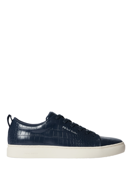 Paul Smith Lee Croc-Effect Leather Trainers, Navy, Navy