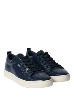 Paul Smith Lee Croc-Effect Leather Trainers, Navy - view 2, Navy