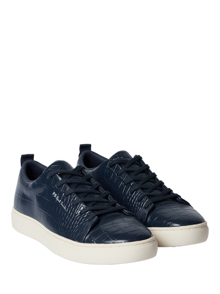 Paul Smith Lee Croc-Effect Leather Trainers, Navy - view 2, Navy