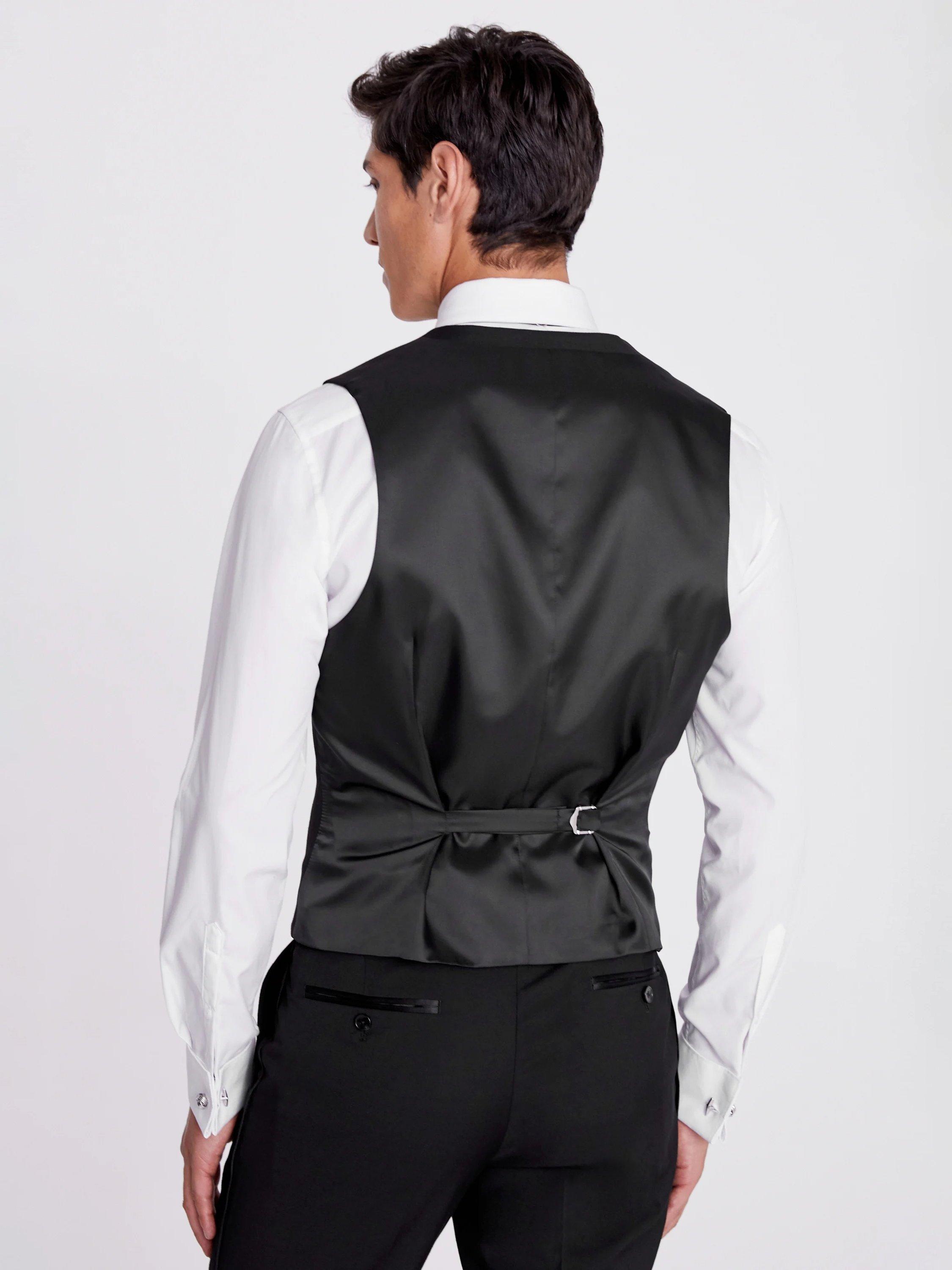 Product image 2 of 3, which shows Moss Double-Breasted Slim Fit Waistcoat, Black, 34R