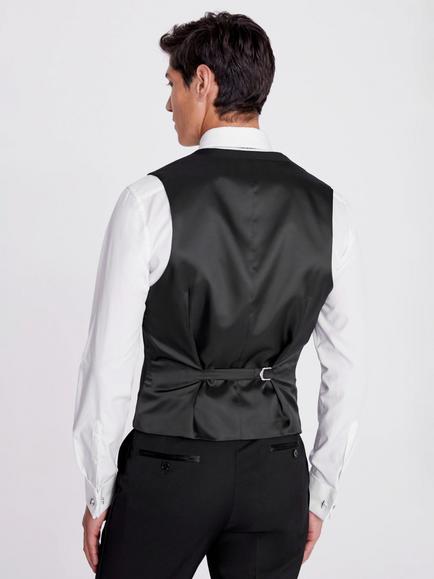 Moss Double-Breasted Slim Fit Waistcoat, Black - view 2, Black