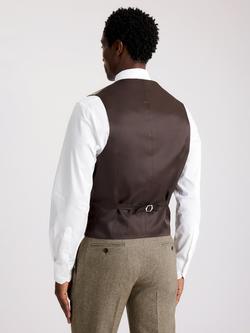 Moss Slim Fit Wool Blend Double-Breasted Horseshoe Waistcoat, Brown - view 2, Brown