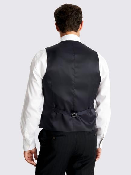 Moss Tailored Fit Wool Blend Performance Stripe Suit Waistcoat, Navy/Brown - view 2, Navy/Brown