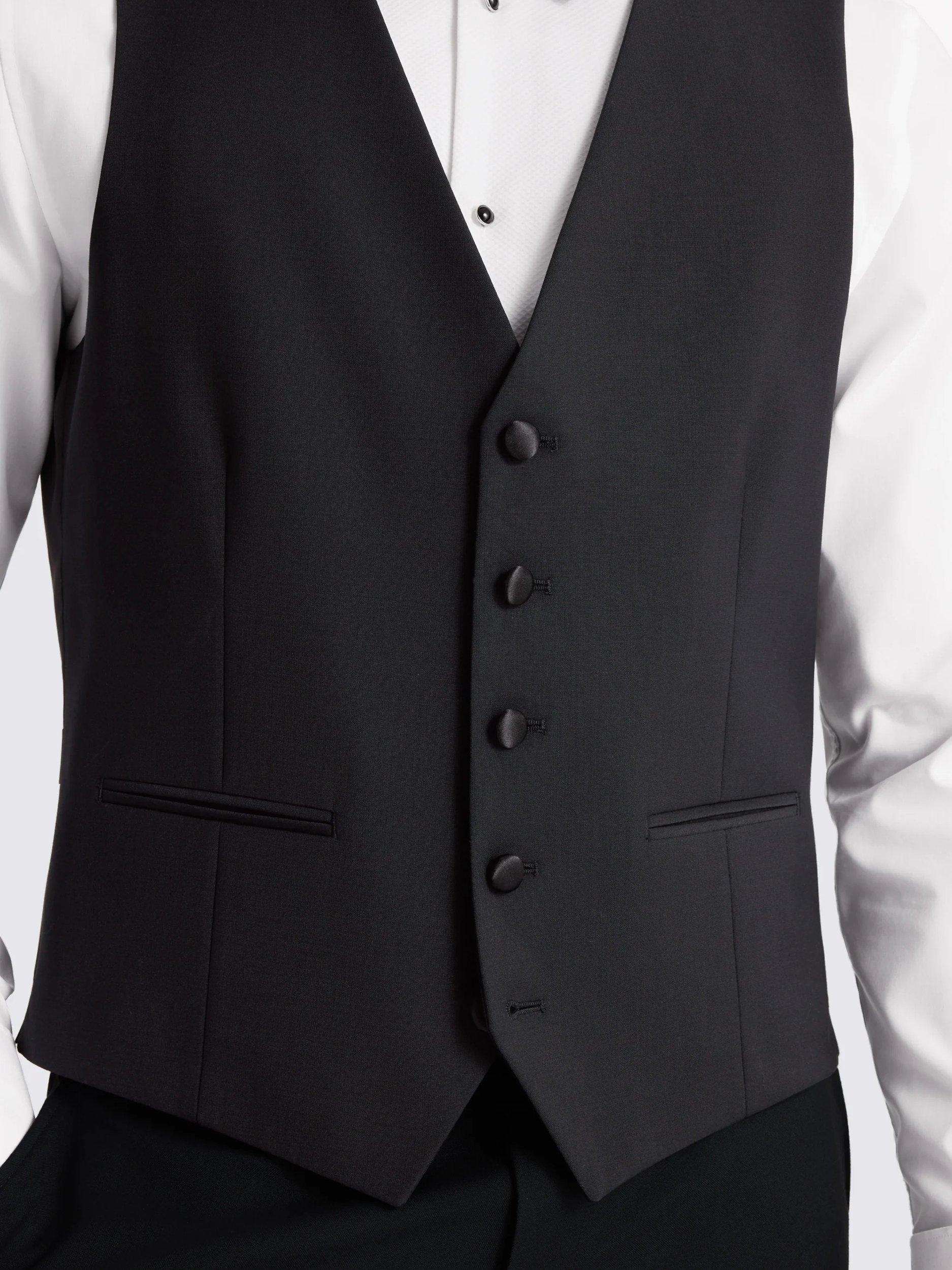 Product image 3 of 3, which shows Moss Performance Tailored Fit Wool Blend Waistcoat, Black, 34R