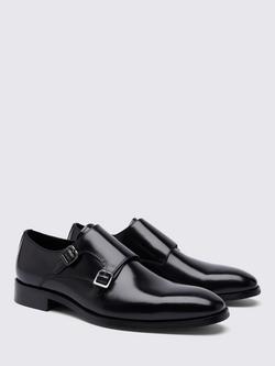 Moss John White Monkton Leather Double Monk Shoes - view 2, Black