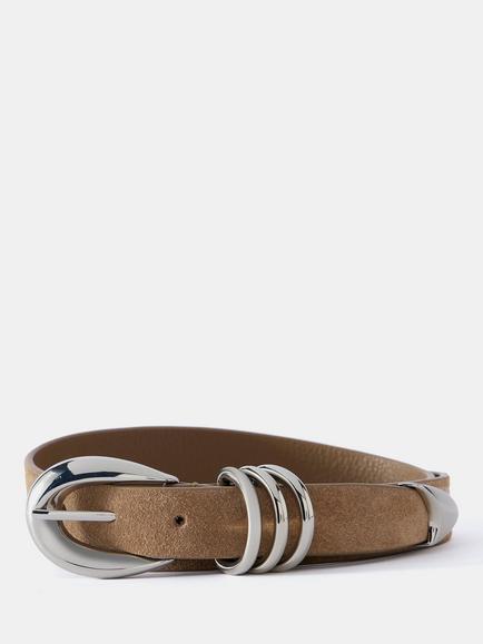 Mint Velvet Suede Buckle Belt, Brown Tan