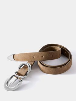 Mint Velvet Suede Buckle Belt - view 2, Brown Tan