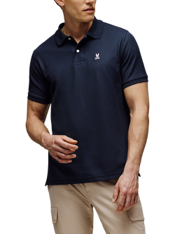 Psycho Bunny Cotton Regular Fit Short Sleeve Pique Polo Shirt, Navy, Nvy-navy