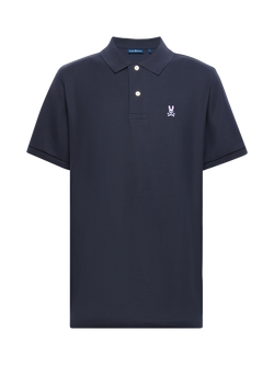 Psycho Bunny Cotton Regular Fit Short Sleeve Pique Polo Shirt, Navy - view 2, Nvy-navy