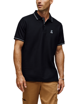 Psycho Bunny Hart Short Sleeve Pique Cotton Polo Shirt, Black, 001-black