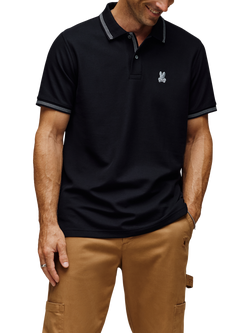 Psycho Bunny Hart Short Sleeve Pique Cotton Polo Shirt, Black - view 2, 001-black