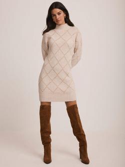 Mint Velvet Sequin Knit Mini Dress, Natural