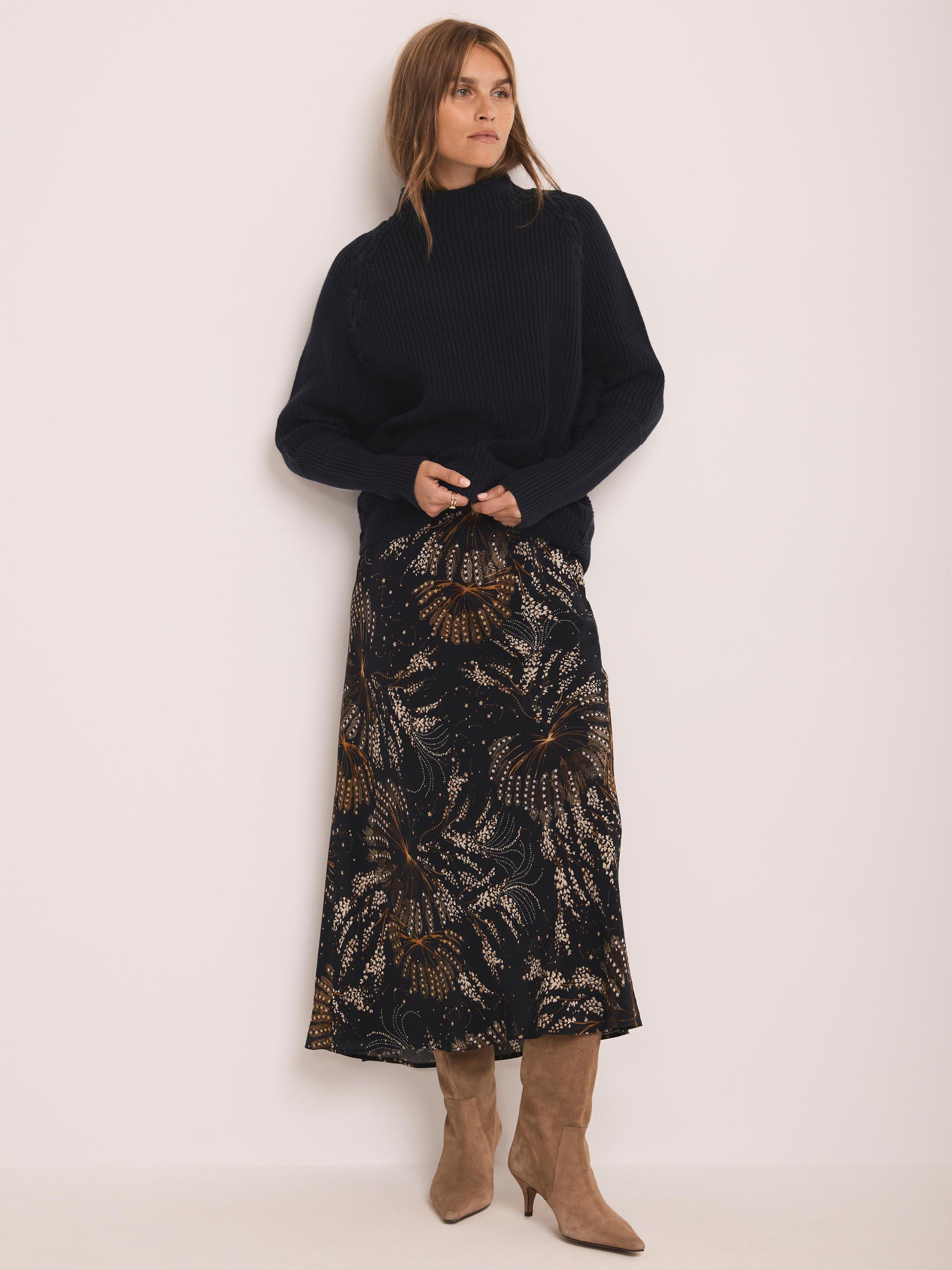 Product image 5 of 8, which shows Mint Velvet Printed Slip Skirt, Black/Multi, XS