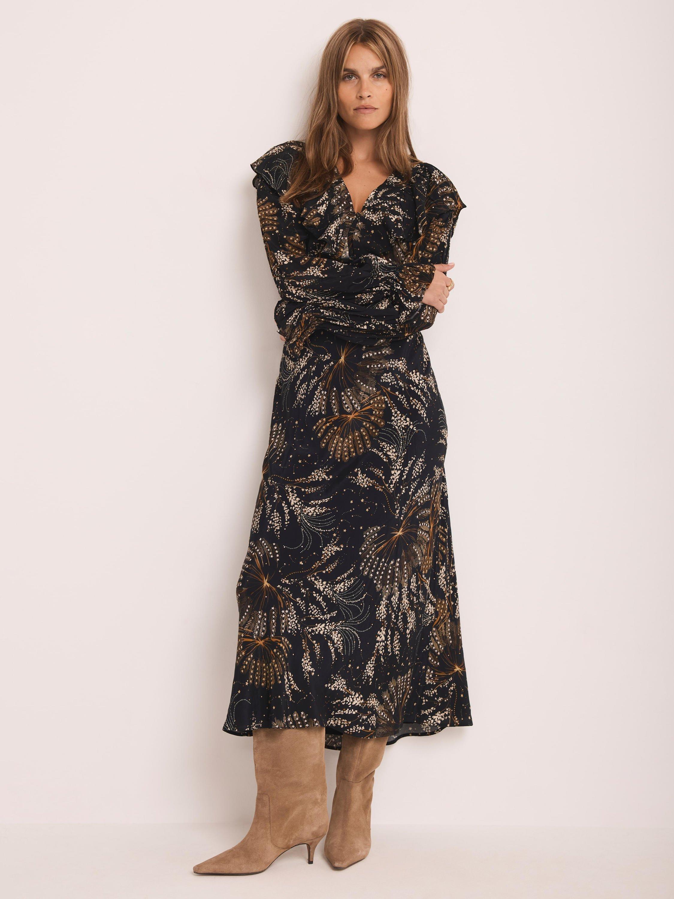 Product image 6 of 8, which shows Mint Velvet Printed Slip Skirt, Black/Multi, XS