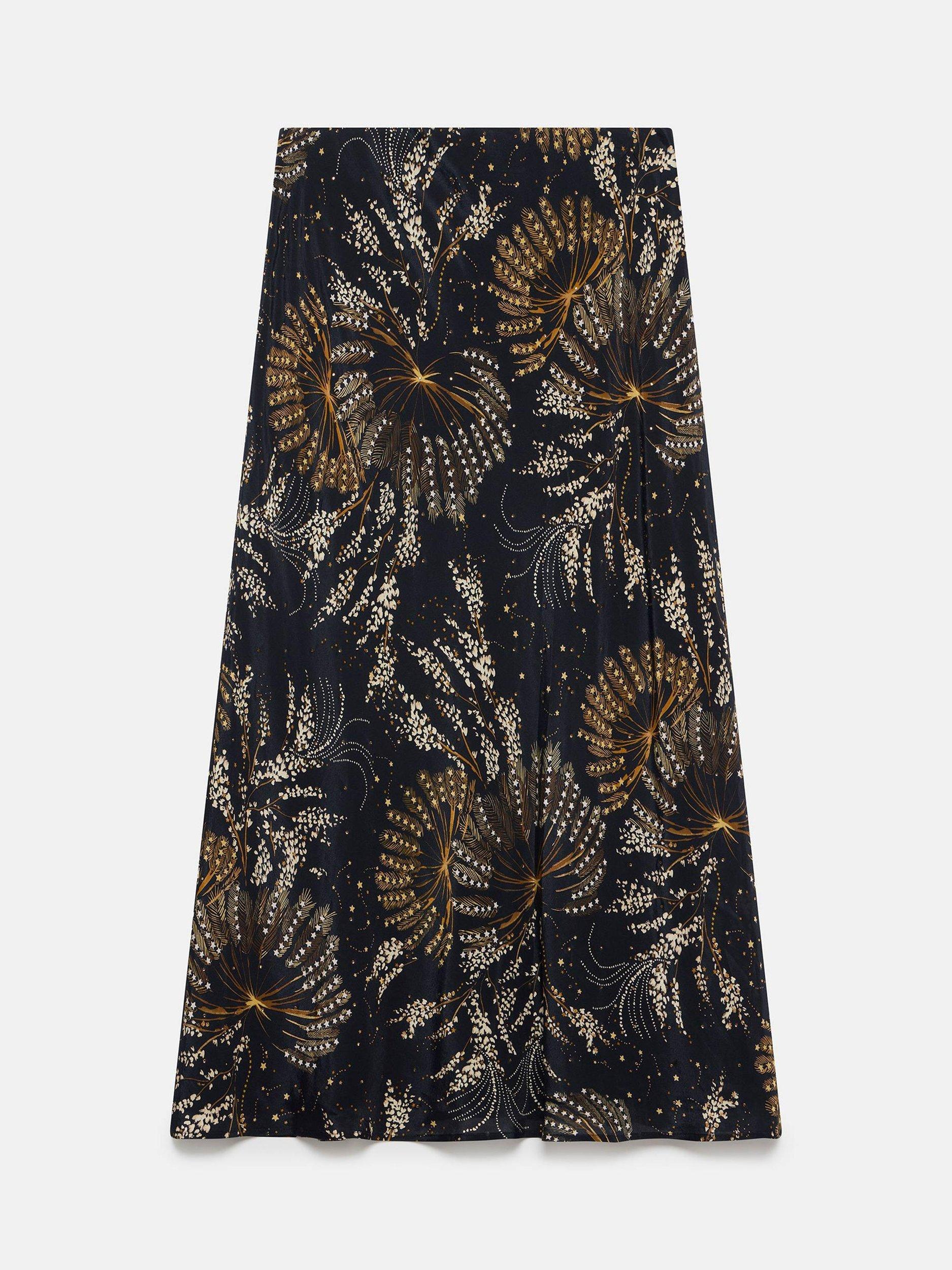 Product image 8 of 8, which shows Mint Velvet Printed Slip Skirt, Black/Multi, XS