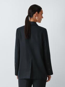 John Lewis Double Breasted Linen Blazer - view 2, Dark Navy