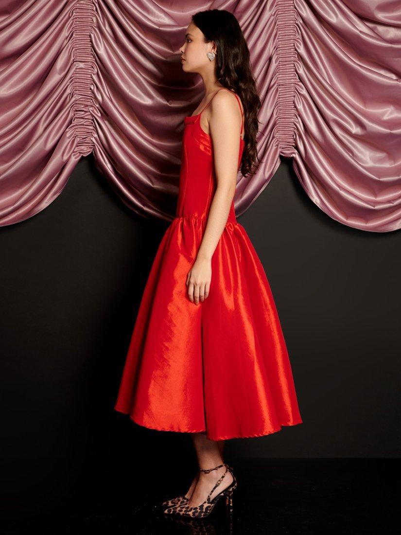 Product image 3 of 6, which shows Sister Jane Quart Taffeta Midi Dress, Red, 6