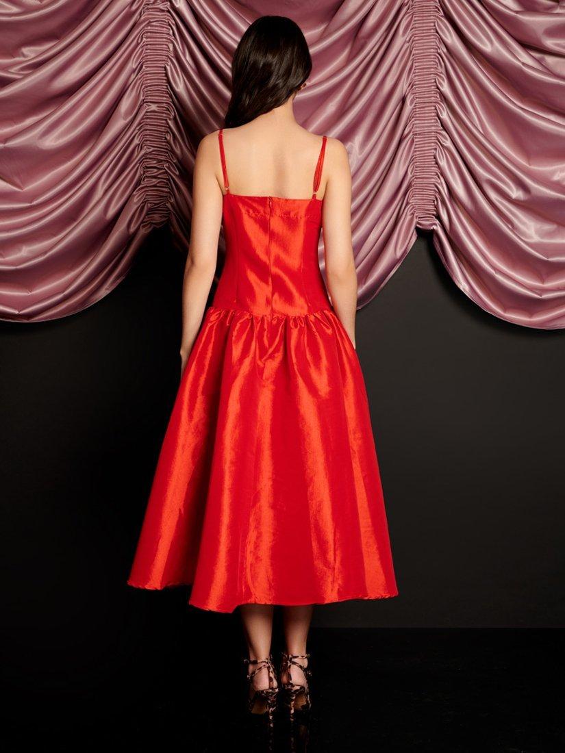 Product image 4 of 6, which shows Sister Jane Quart Taffeta Midi Dress, Red, 6